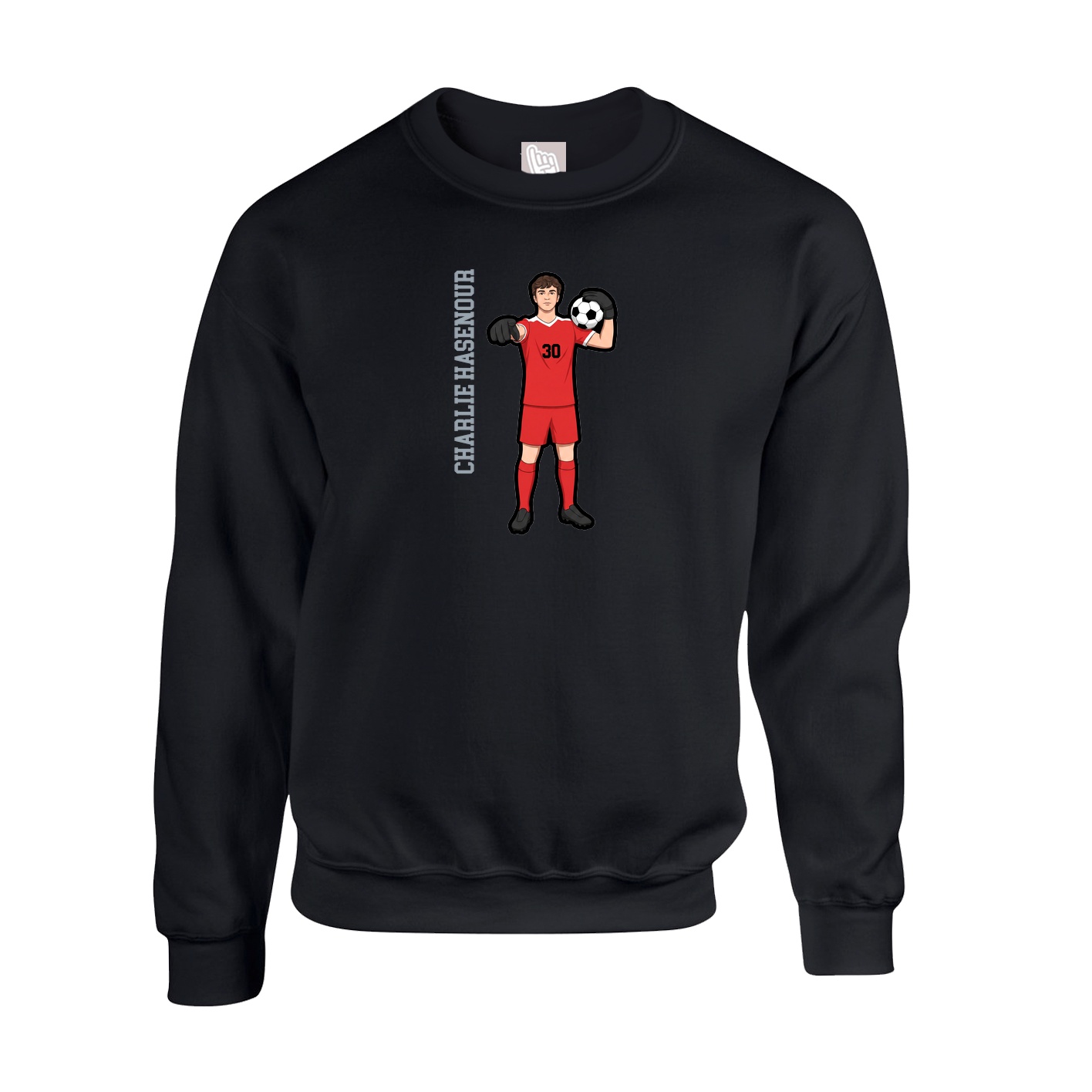 Fleece Crew — Name Vertical in Black