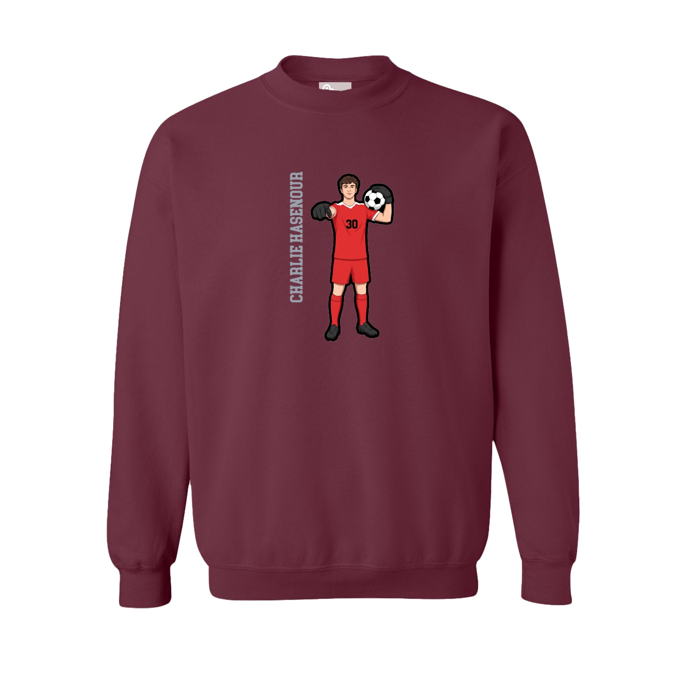 Fleece Crew — Name Vertical in Maroon