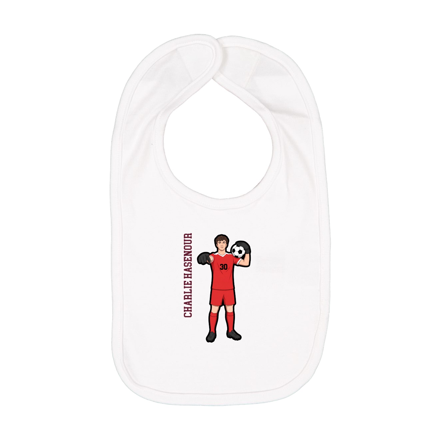 Infant Bib — Name Vertical in White