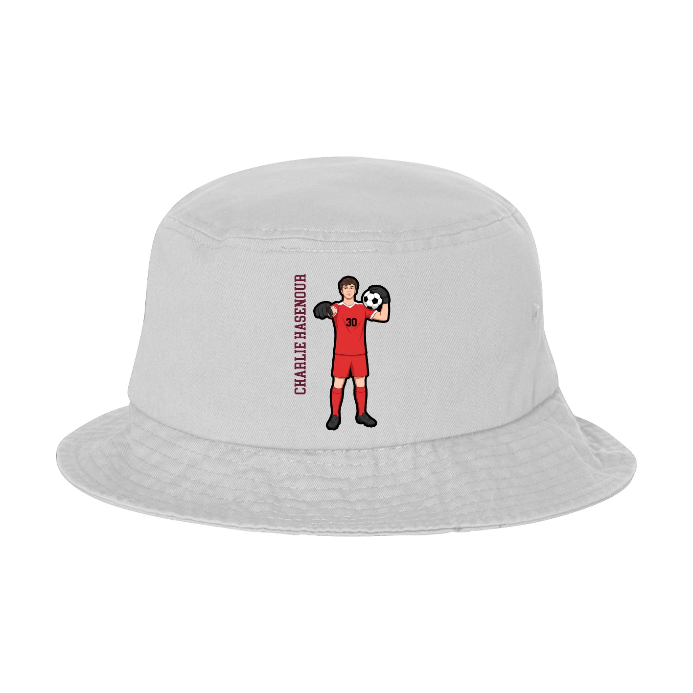 Bucket Cap — Name Vertical in White