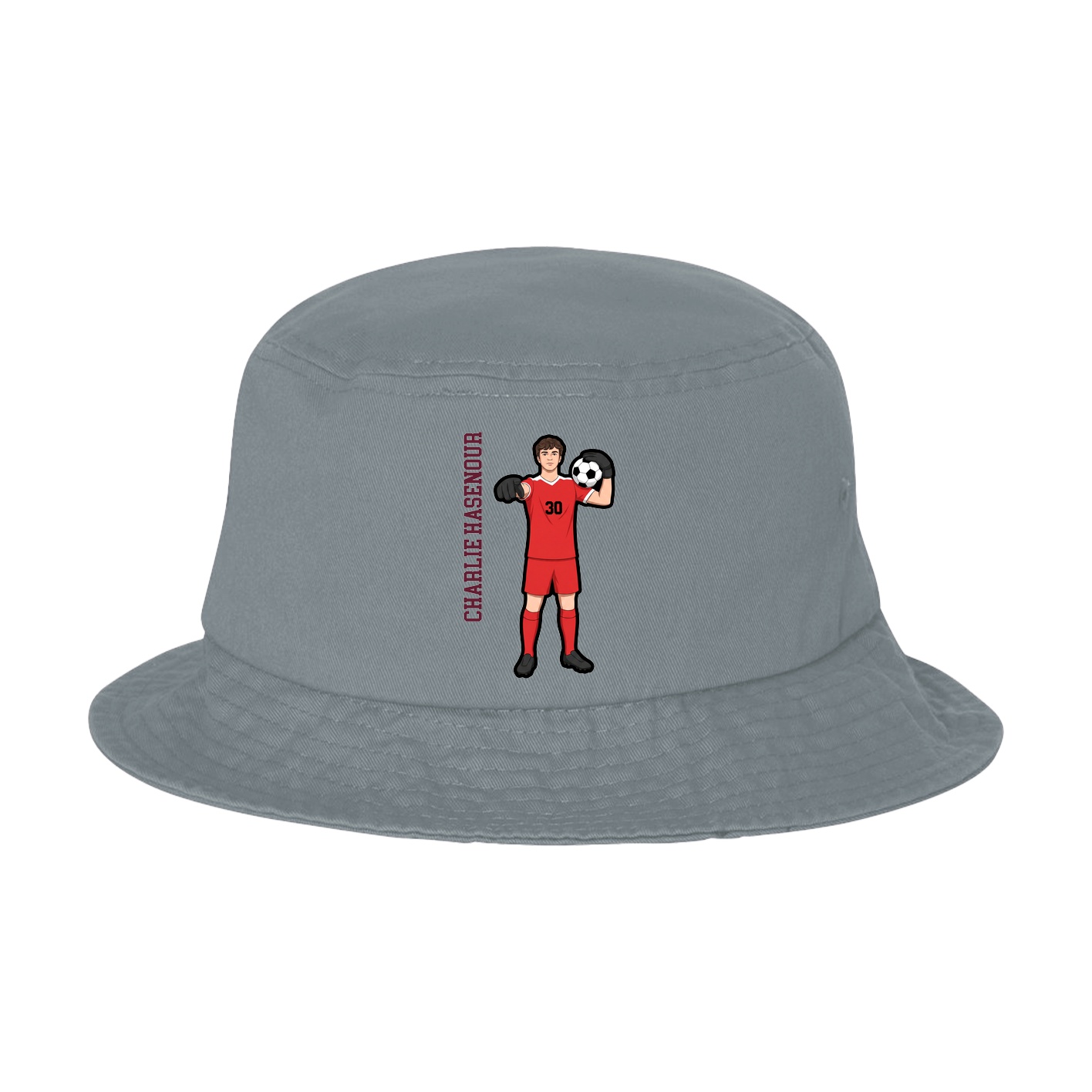 Bucket Cap — Name Vertical in Grey