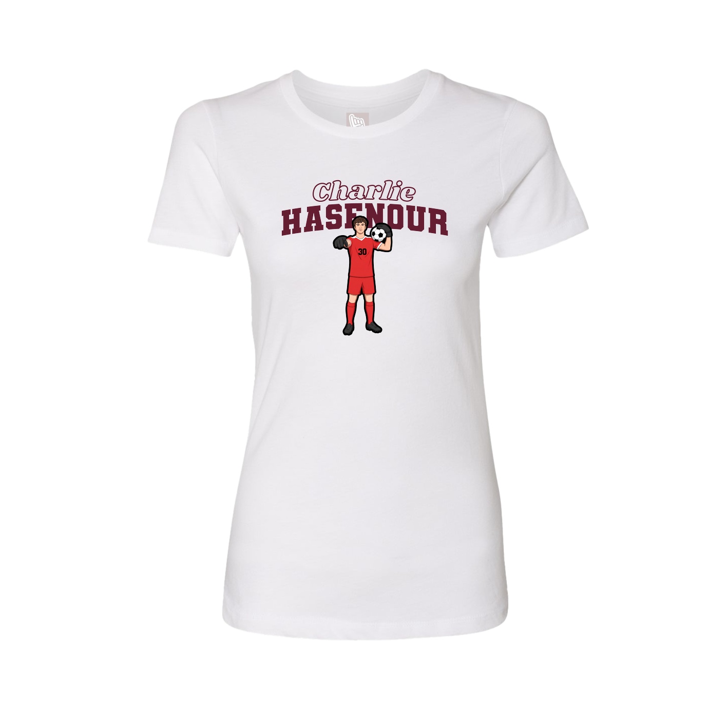 Womens Tee — Name Arch in White