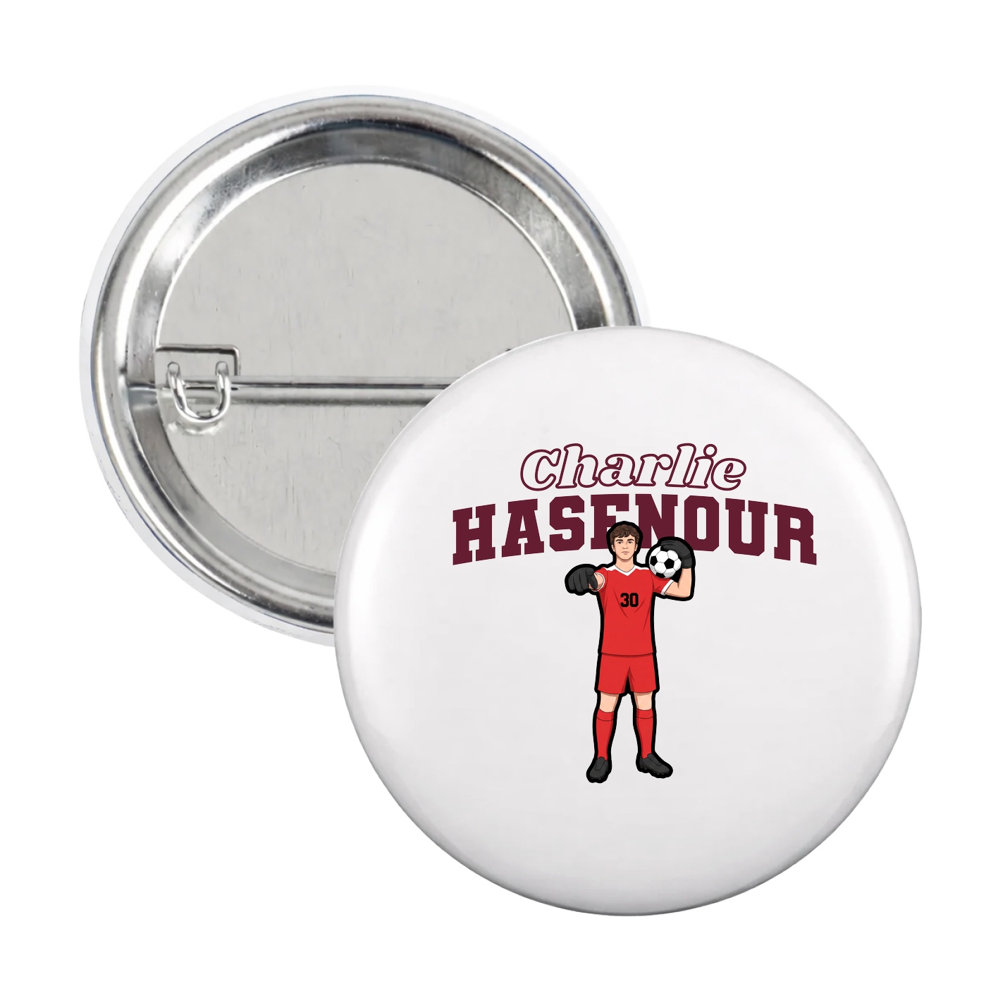 Game Day Button — Name Arch in White