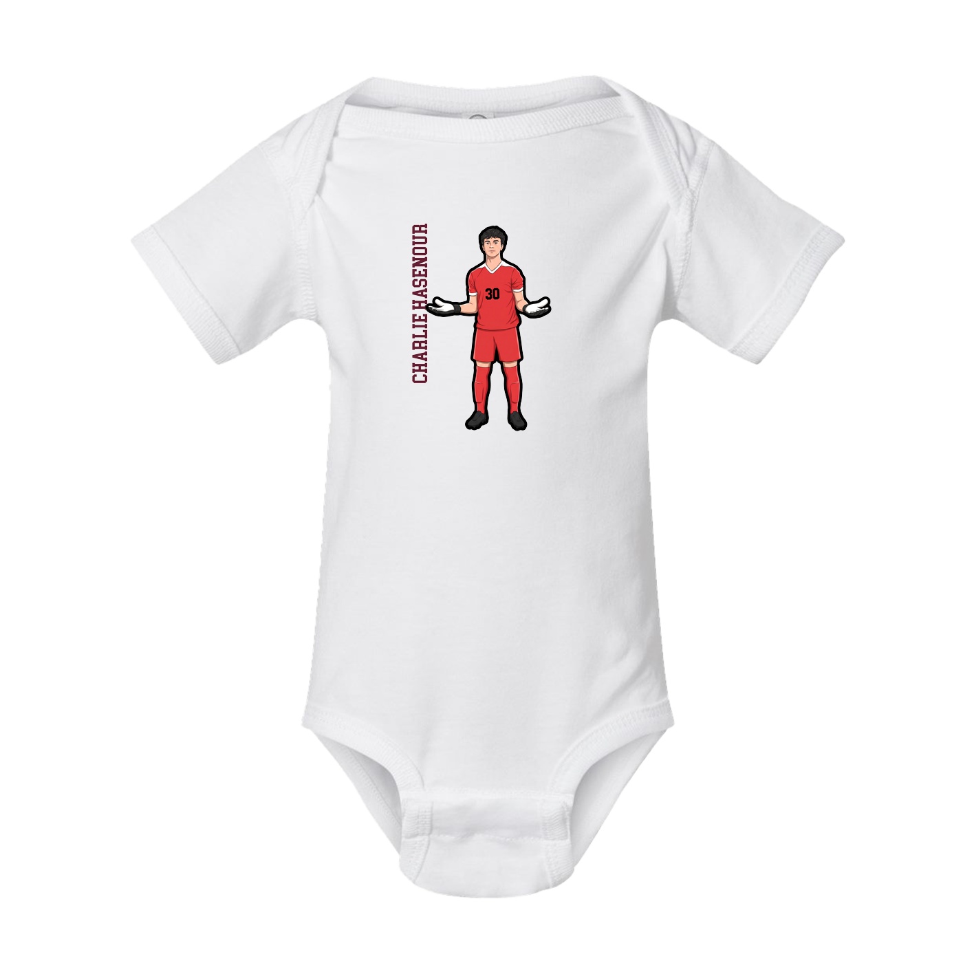 Baby Onesie — Name Vertical in White