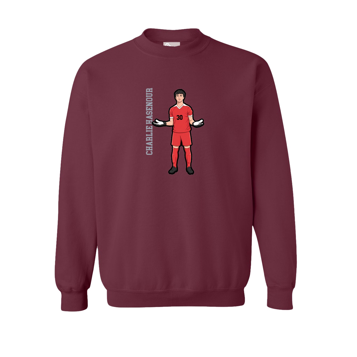 Fleece Crew — Name Vertical in Maroon