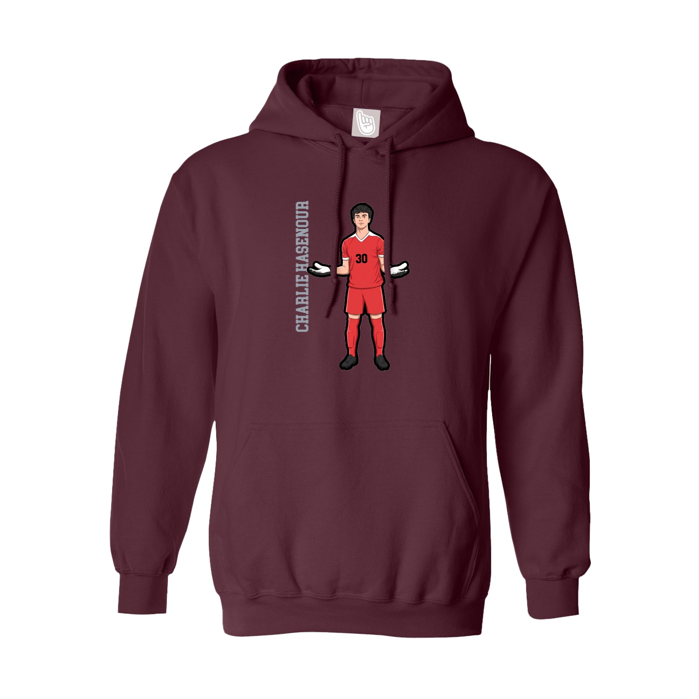 Youth Hoodie — Name Vertical in Maroon