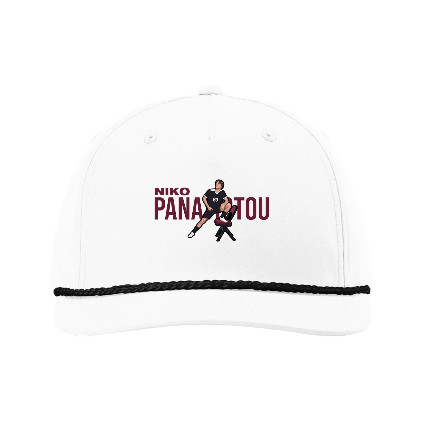 Five-Panel Classic Rope Cap — Player Name in White