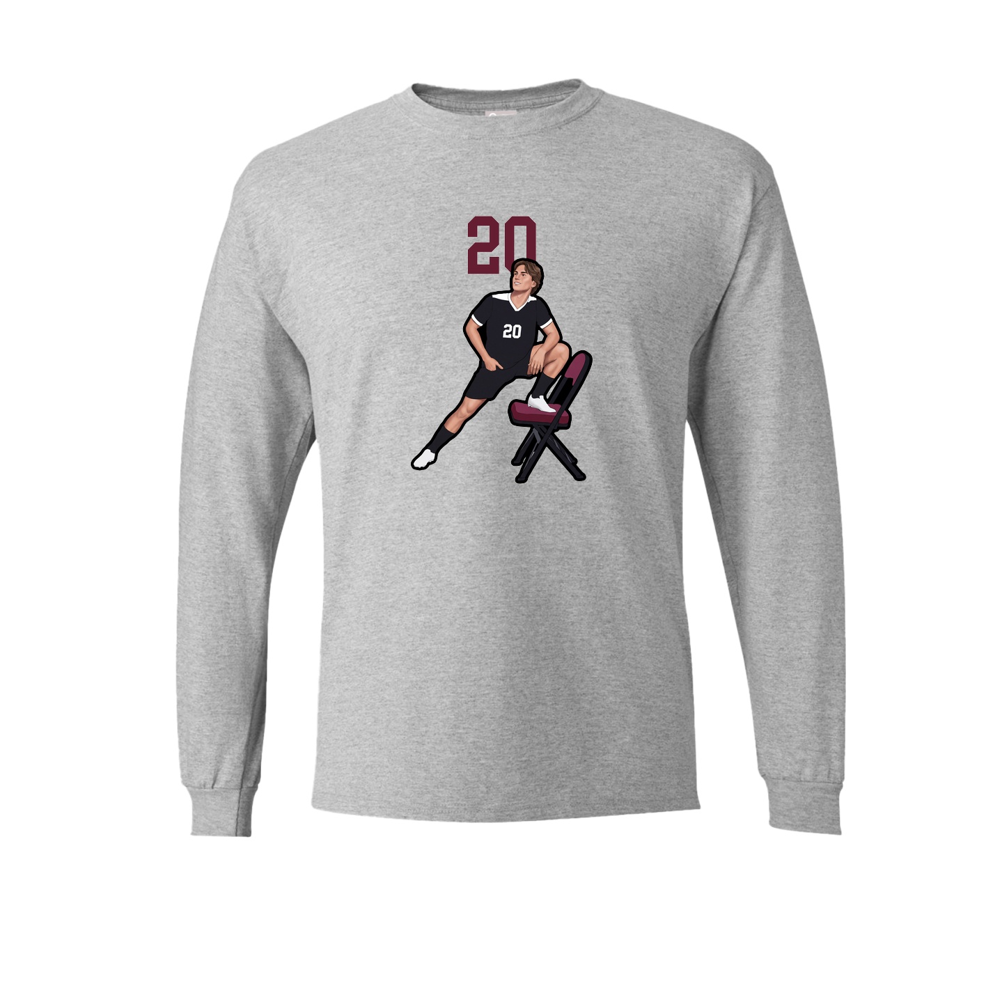 Long Sleeve Tee — Number Top in Grey