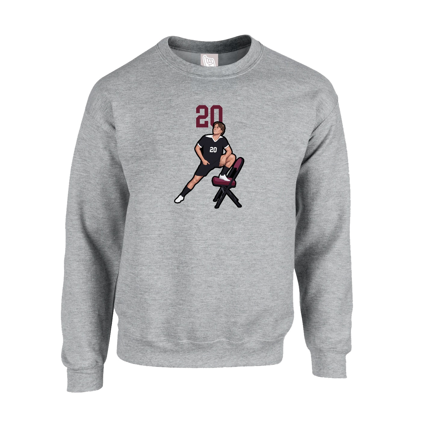 Fleece Crew — Number Top in Grey