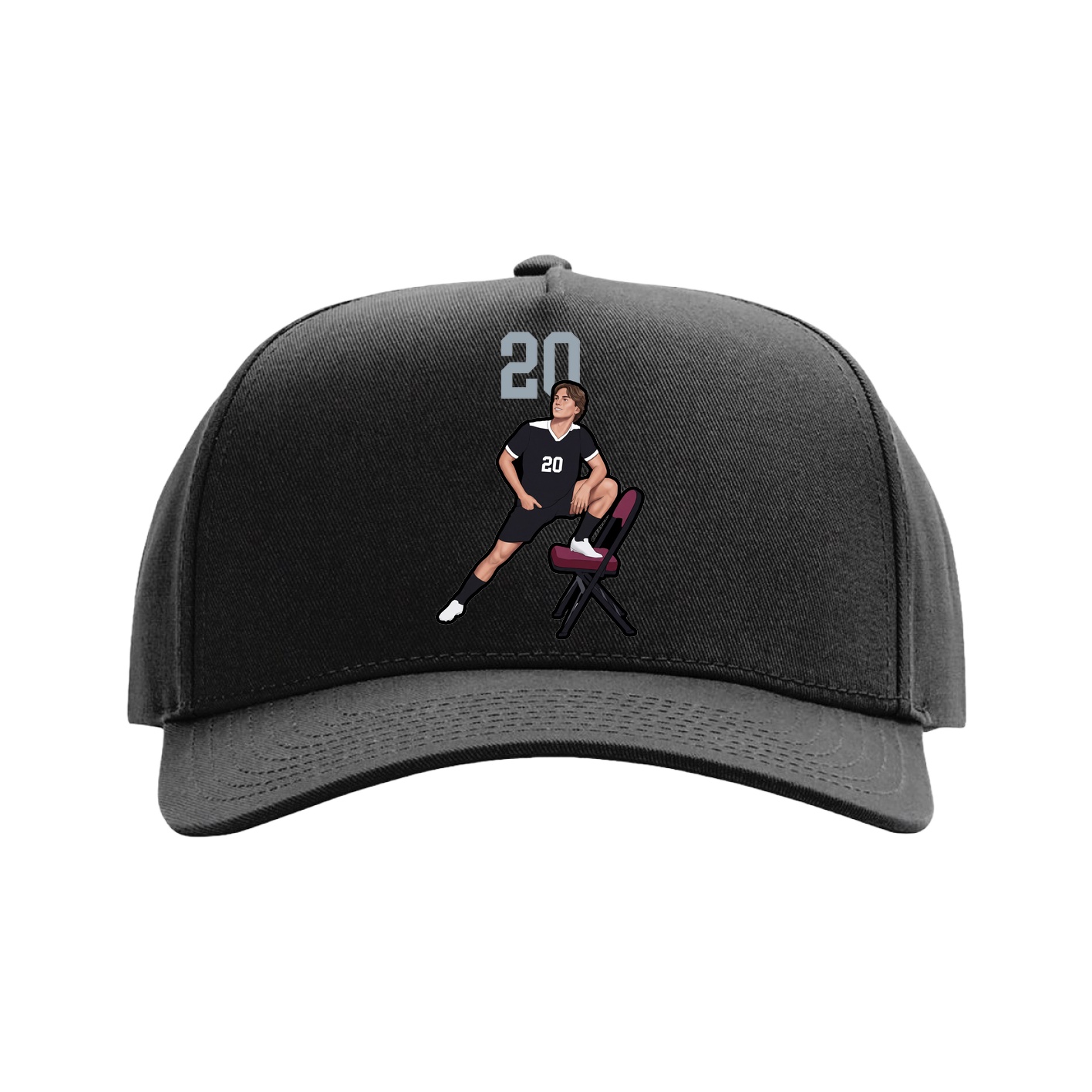 Full Fabric Five-Panel Champ Cap — Number Top in Black