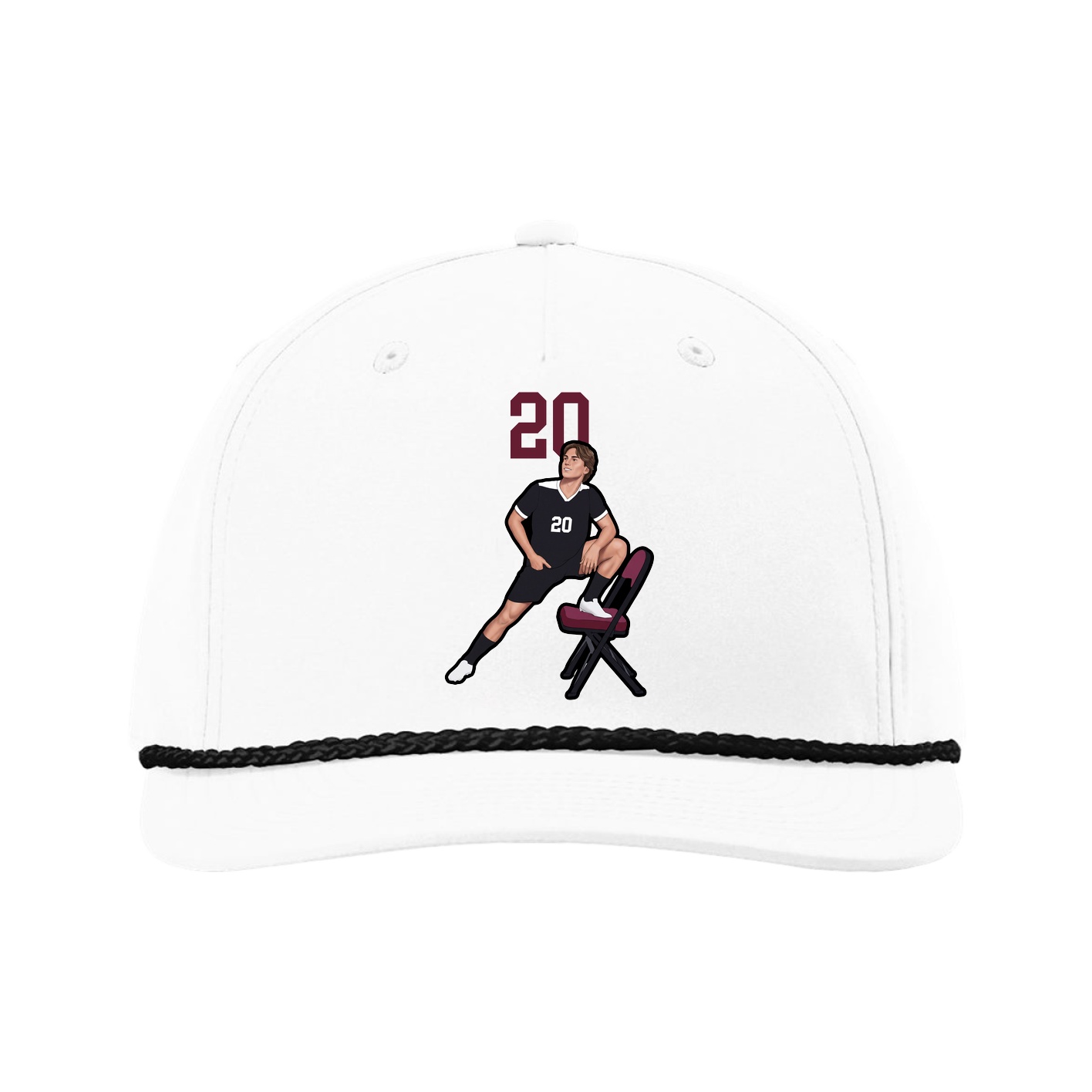 Five-Panel Classic Rope Cap — Number Top in White