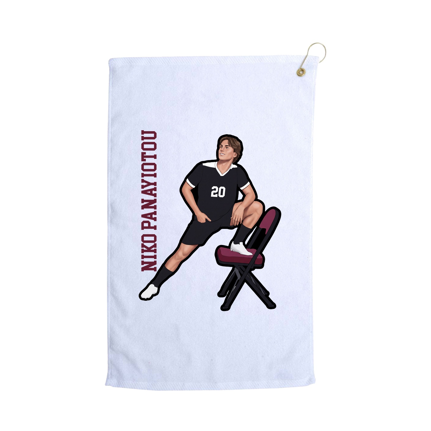 Golf Towel — Name Vertical in White