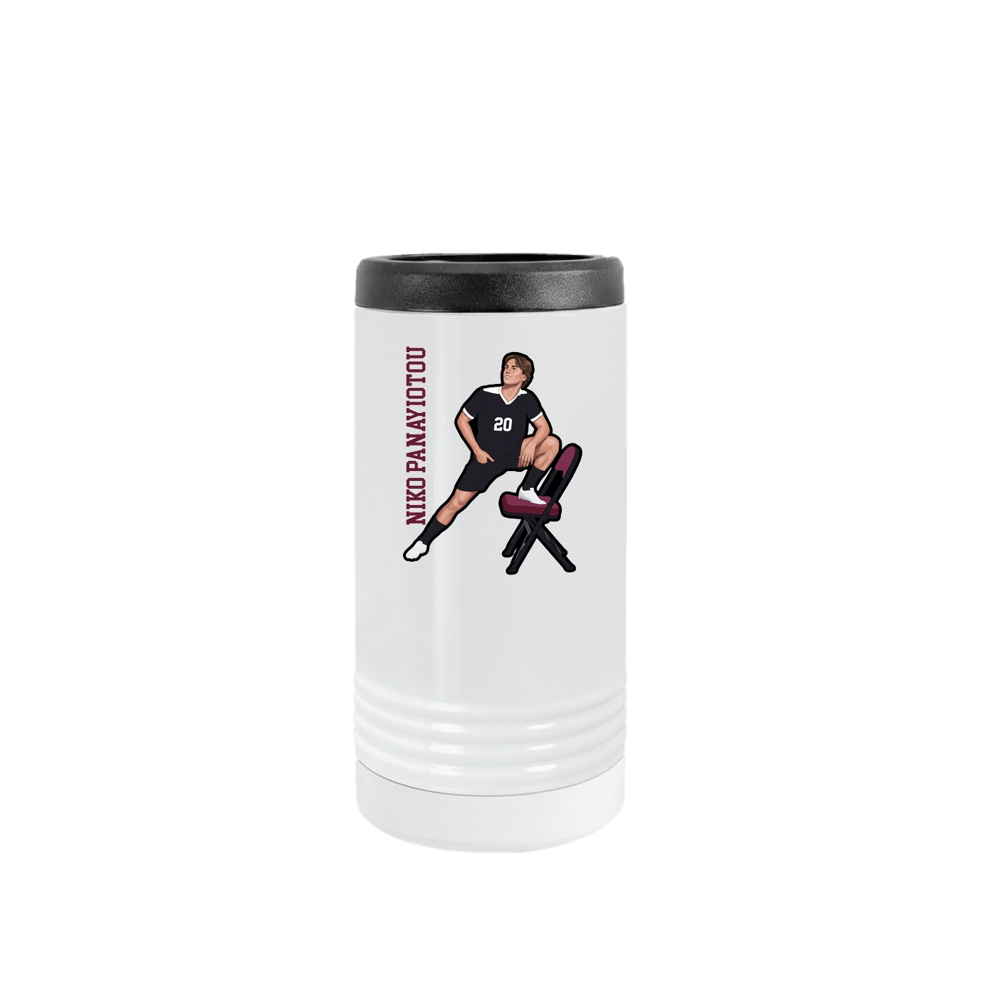 Slim Beverage Holder — Name Vertical in White