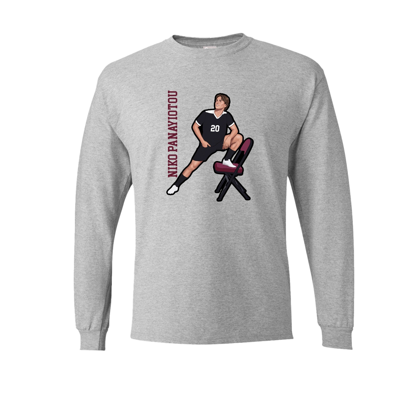 Long Sleeve Tee — Name Vertical in Grey