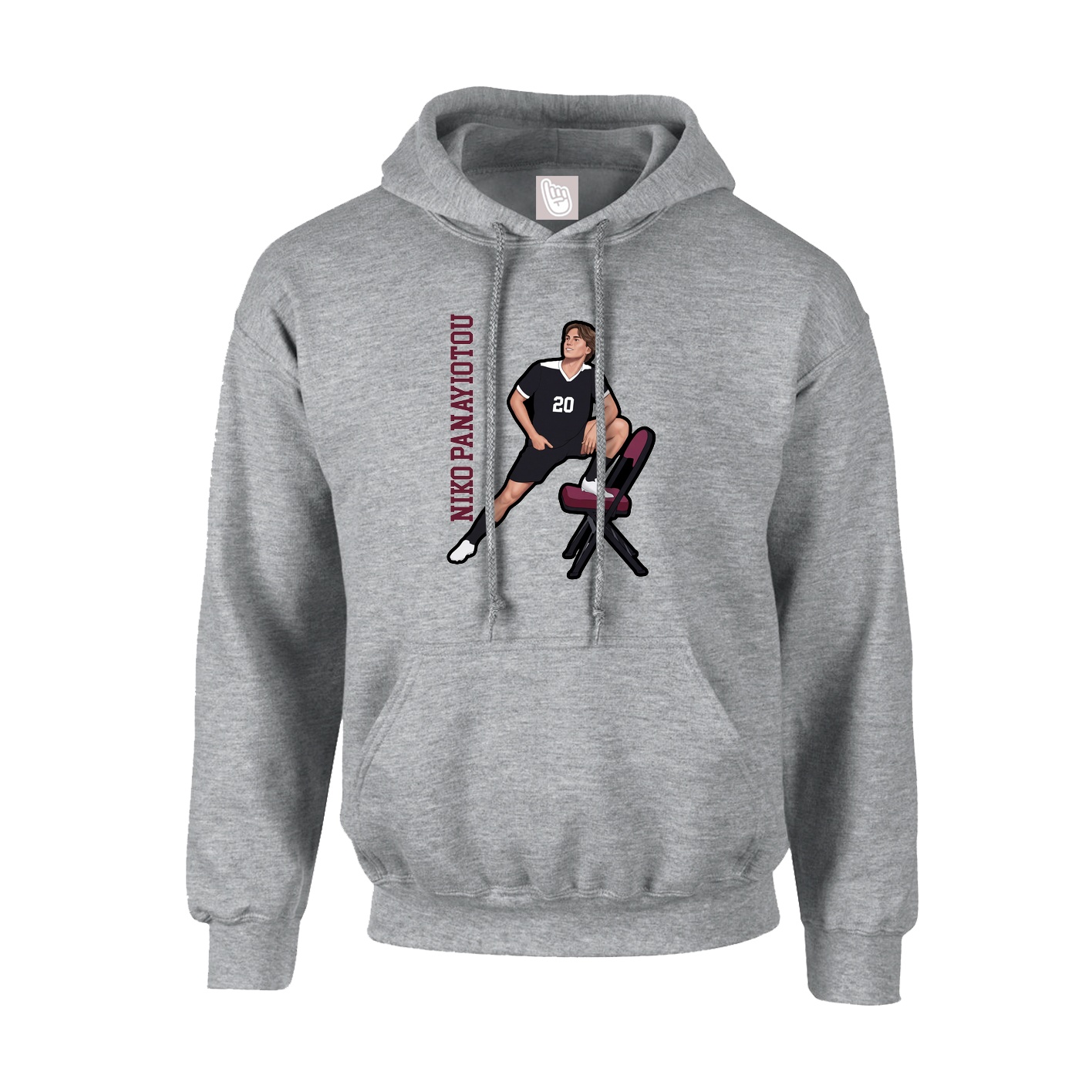 Youth Hoodie — Name Vertical in Grey