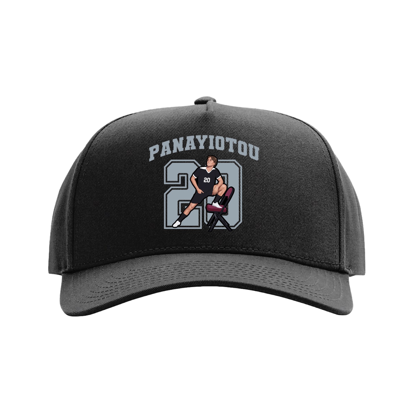 Full Fabric Five-Panel Champ Cap — Number in Black