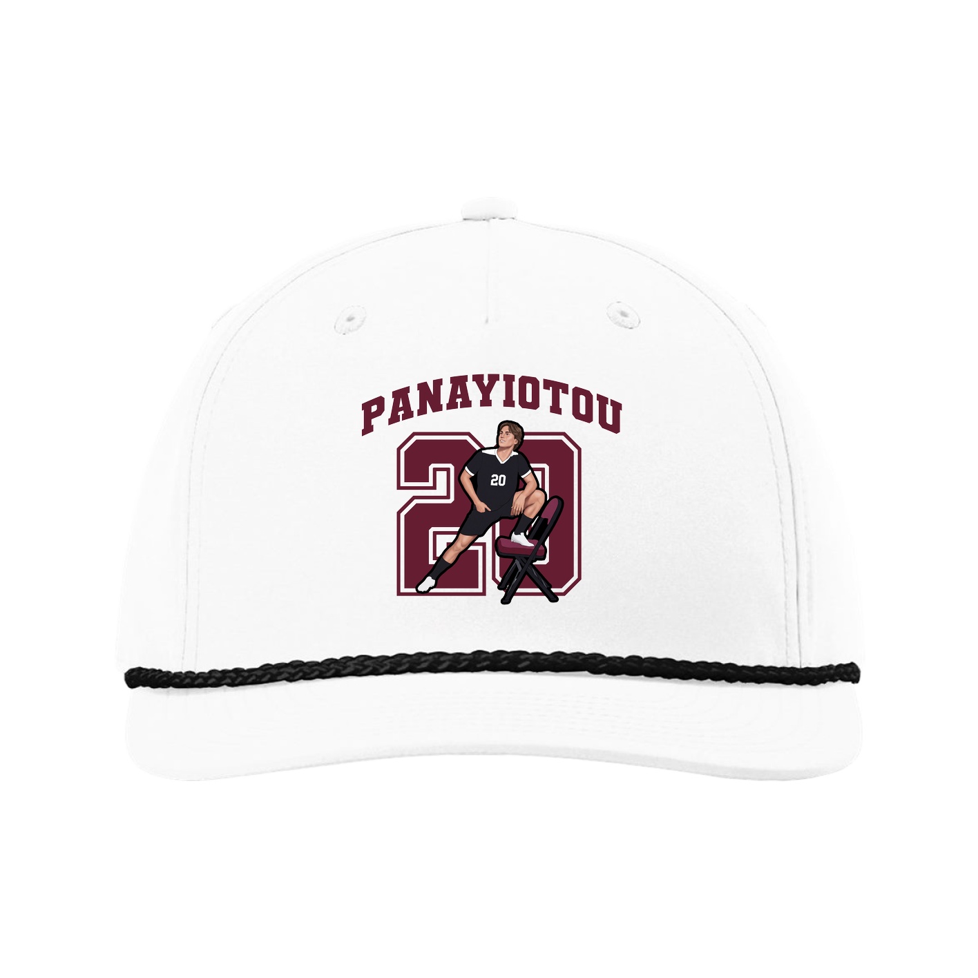Five-Panel Classic Rope Cap — Number in White