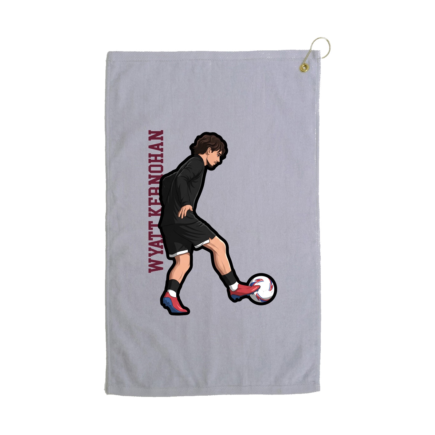 Golf Towel — Name Vertical in Grey