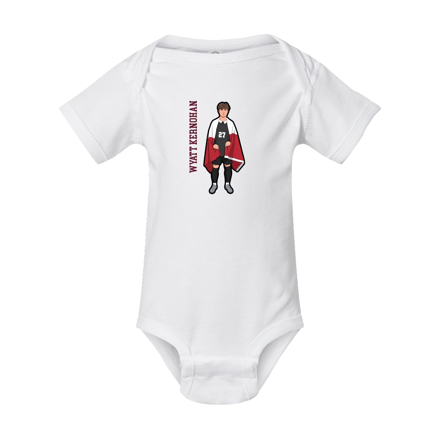 Baby Onesie — Name Vertical in White
