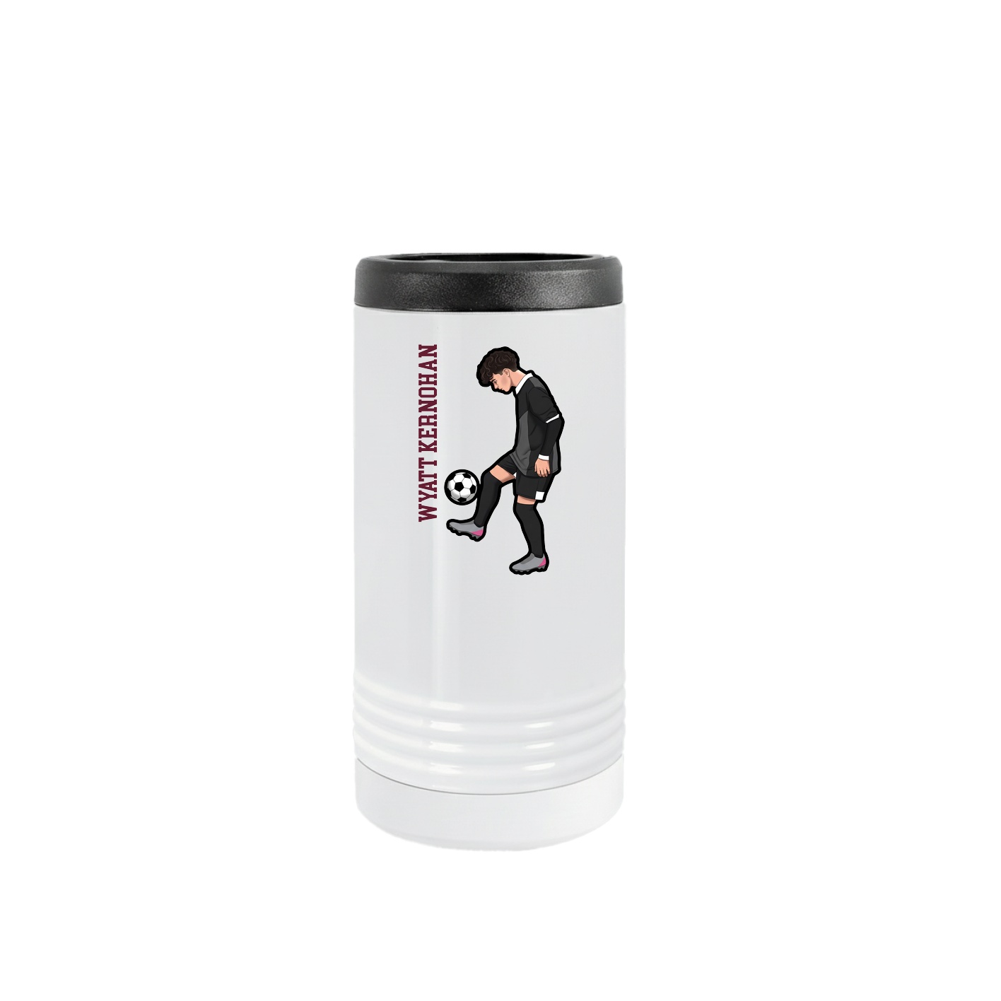 Slim Beverage Holder — Name Vertical in White