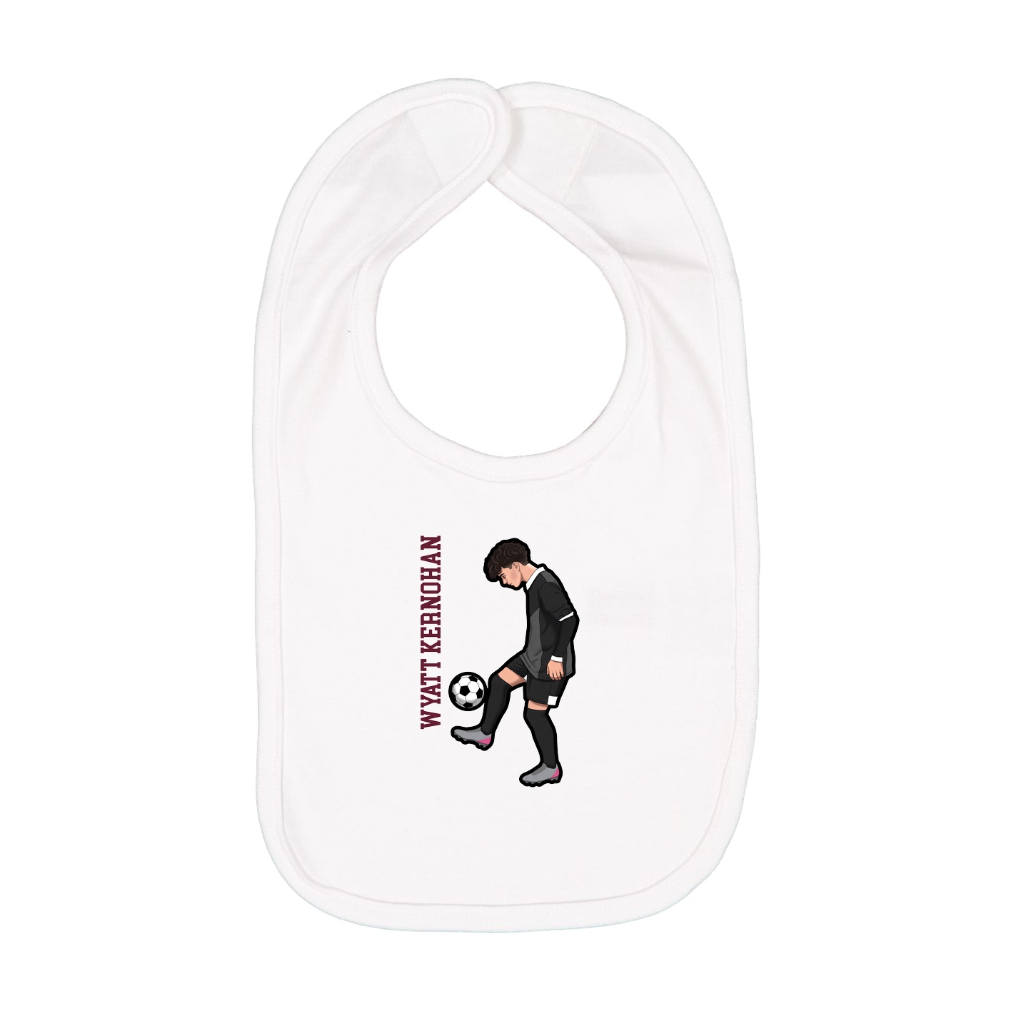 Infant Bib — Name Vertical in White