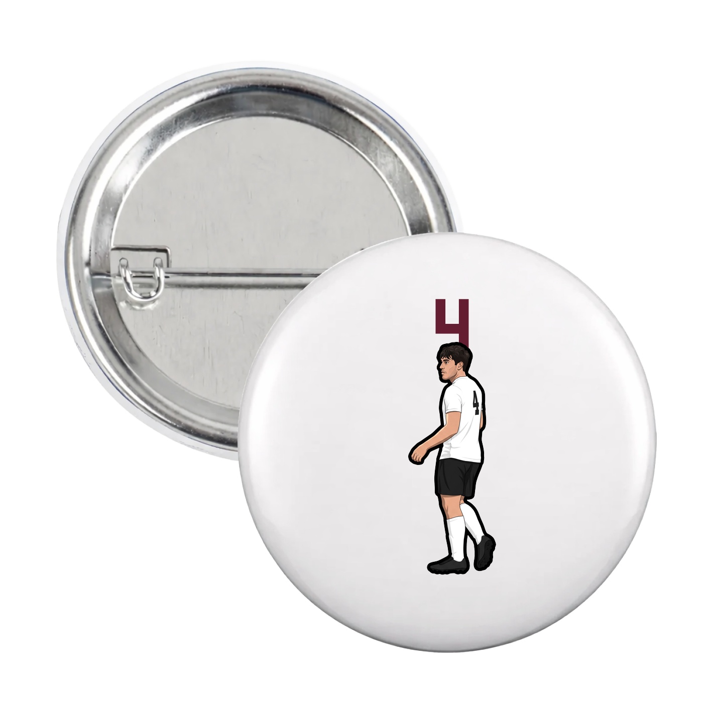 Game Day Button — Number Top in White