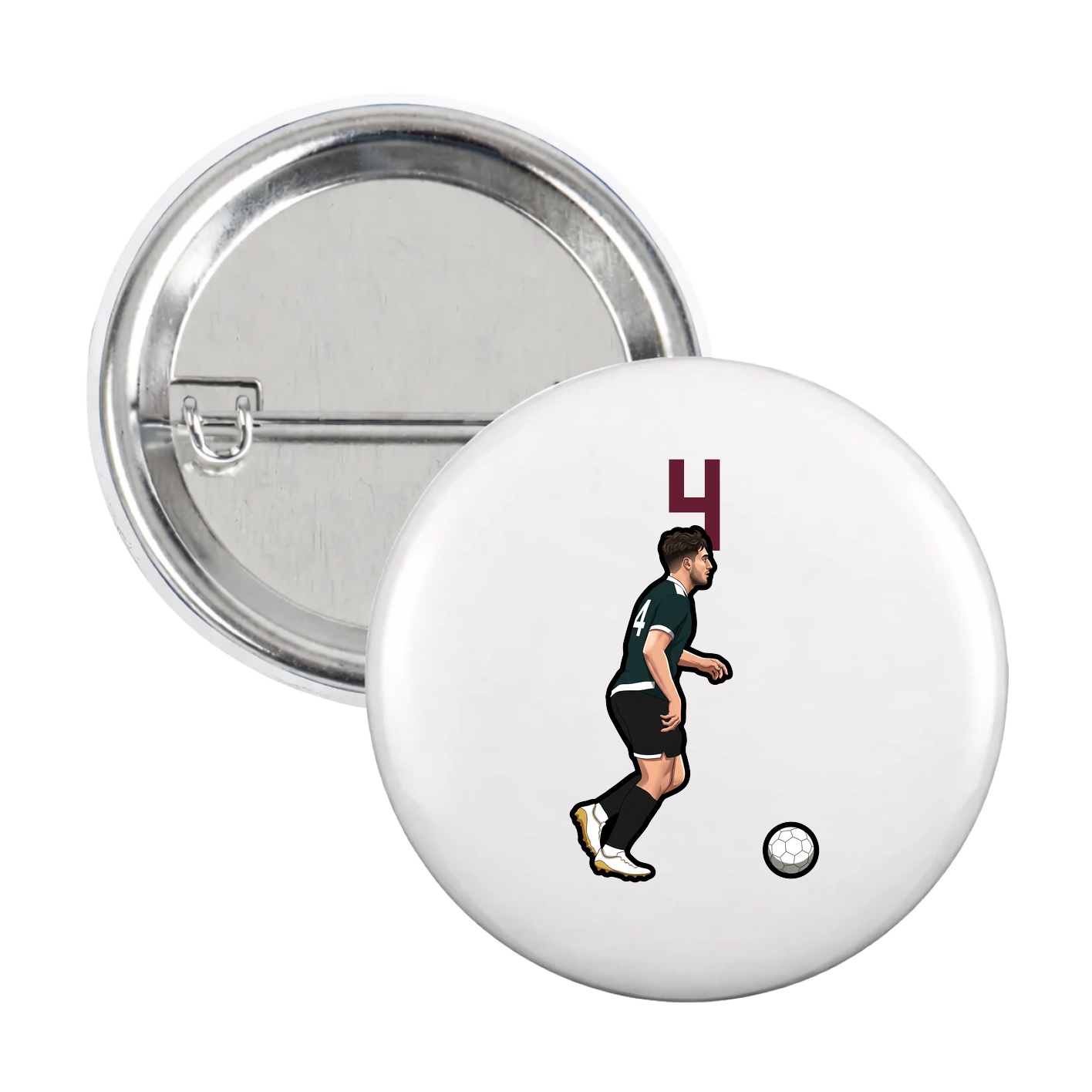 Game Day Button — Number Top in White