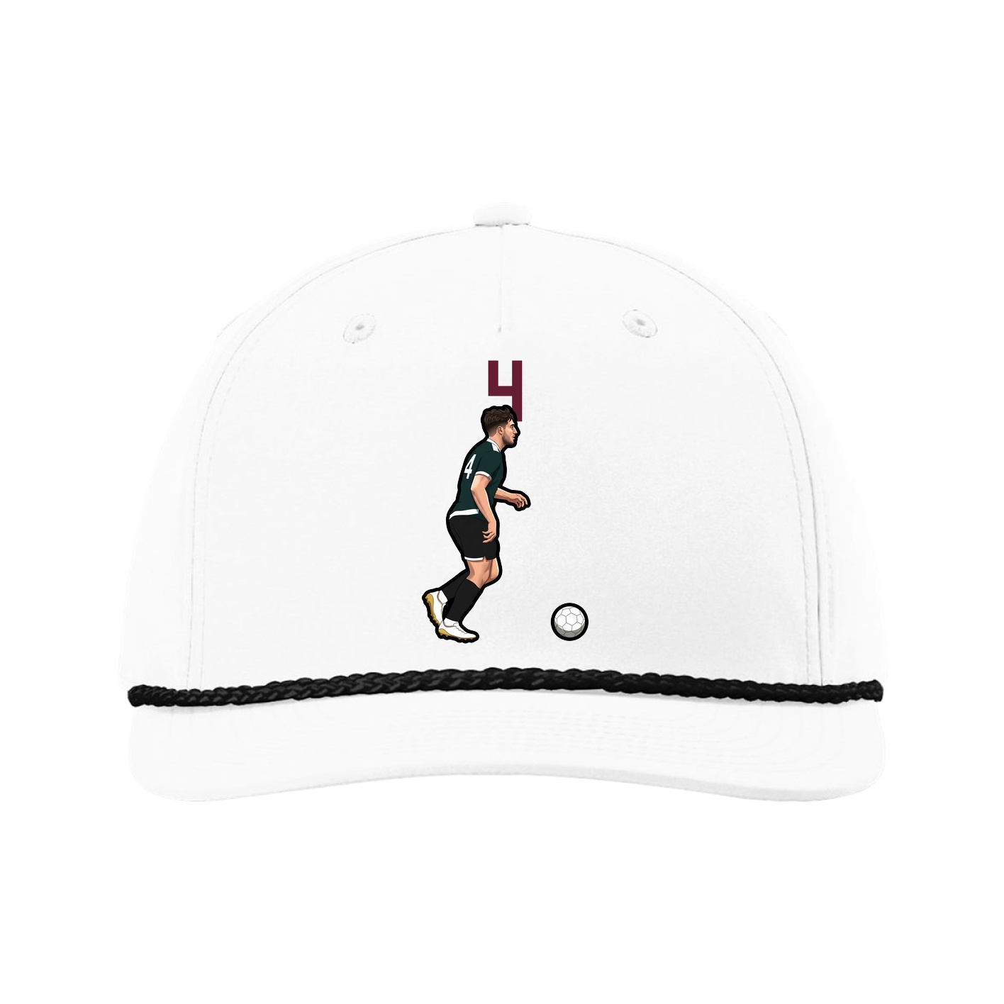 Five-Panel Classic Rope Cap — Number Top in White
