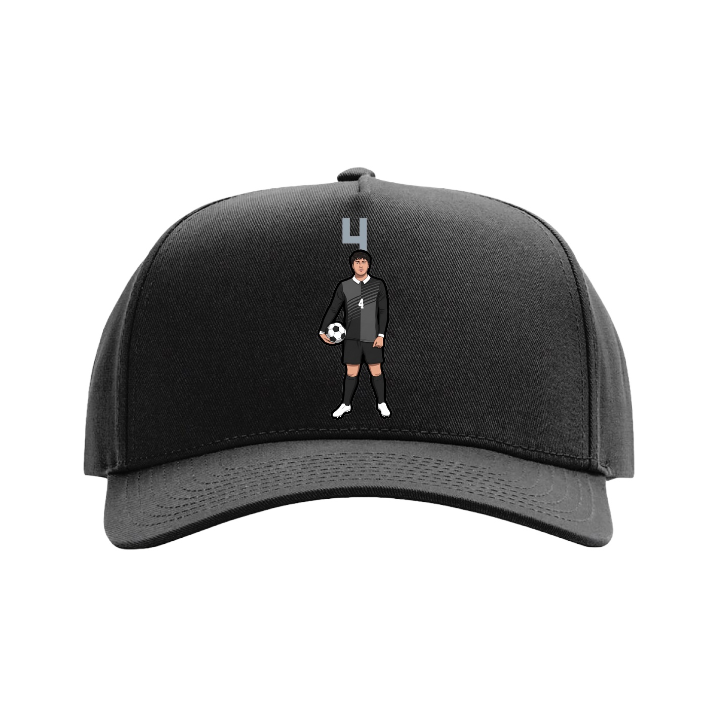 Full Fabric Five-Panel Champ Cap — Number Top in Black