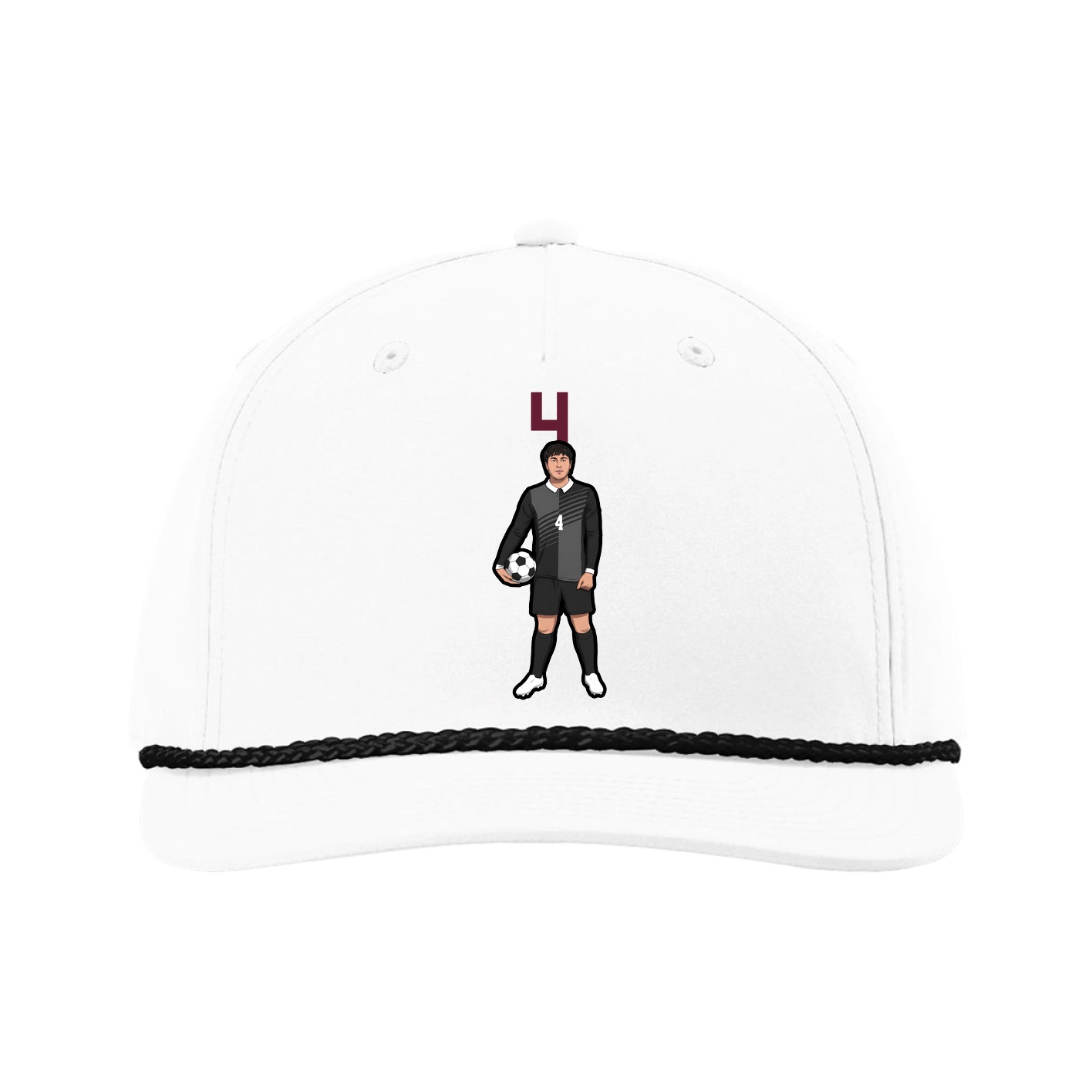 Five-Panel Classic Rope Cap — Number Top in White