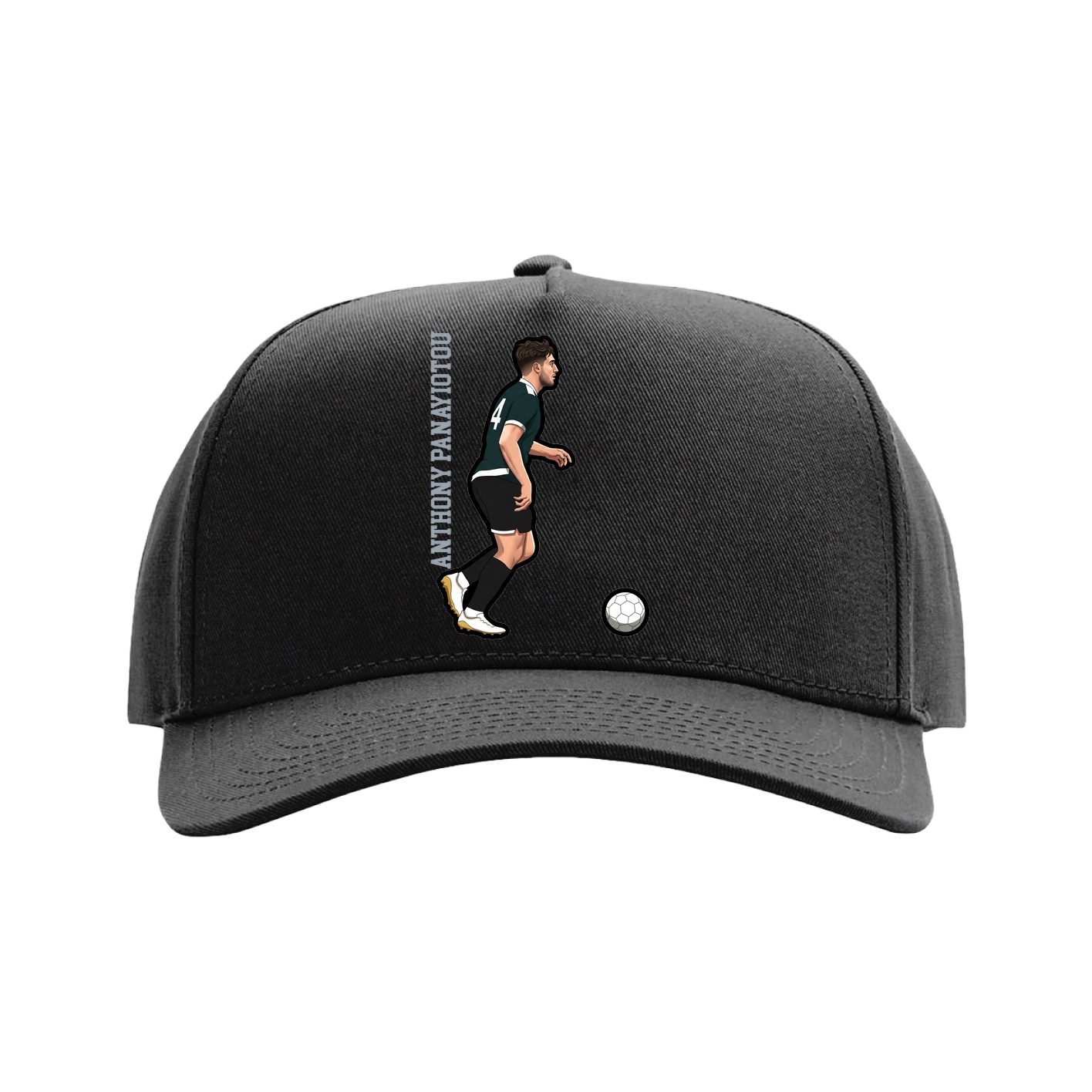 Full Fabric Five-Panel Champ Cap — Name Vertical in Black