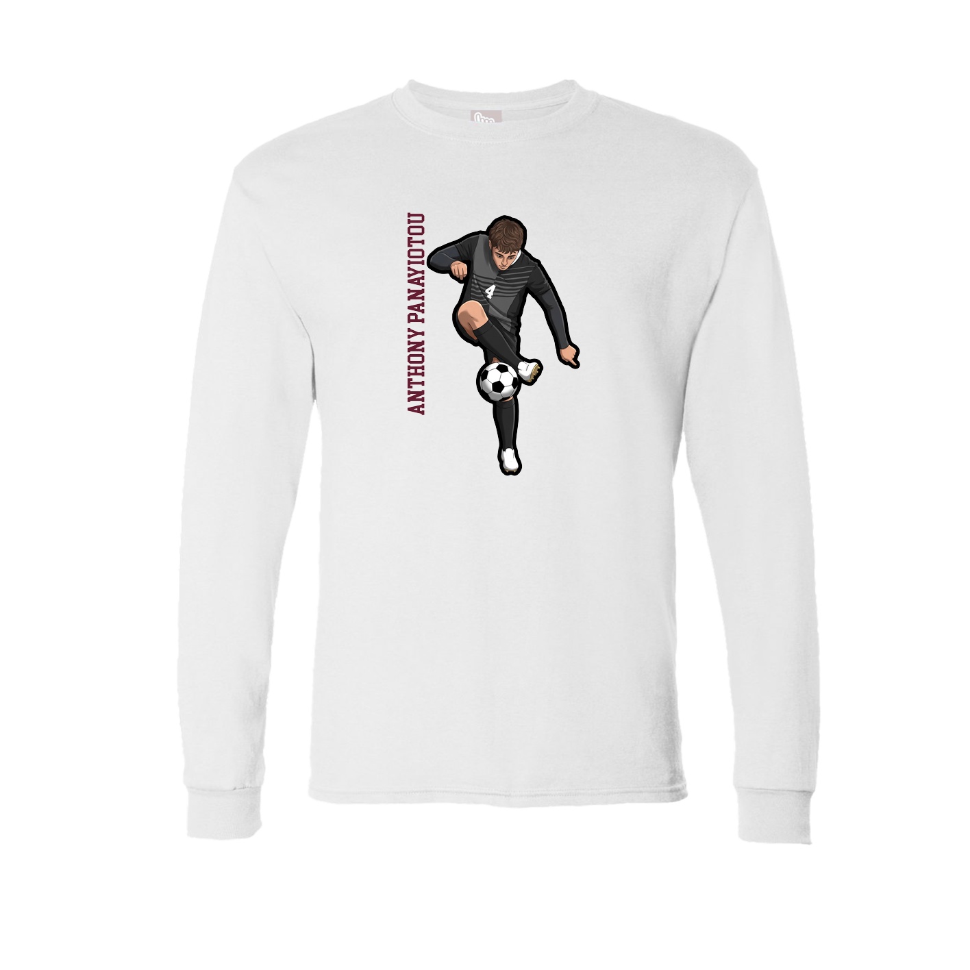 Long Sleeve Tee — Name Vertical in White