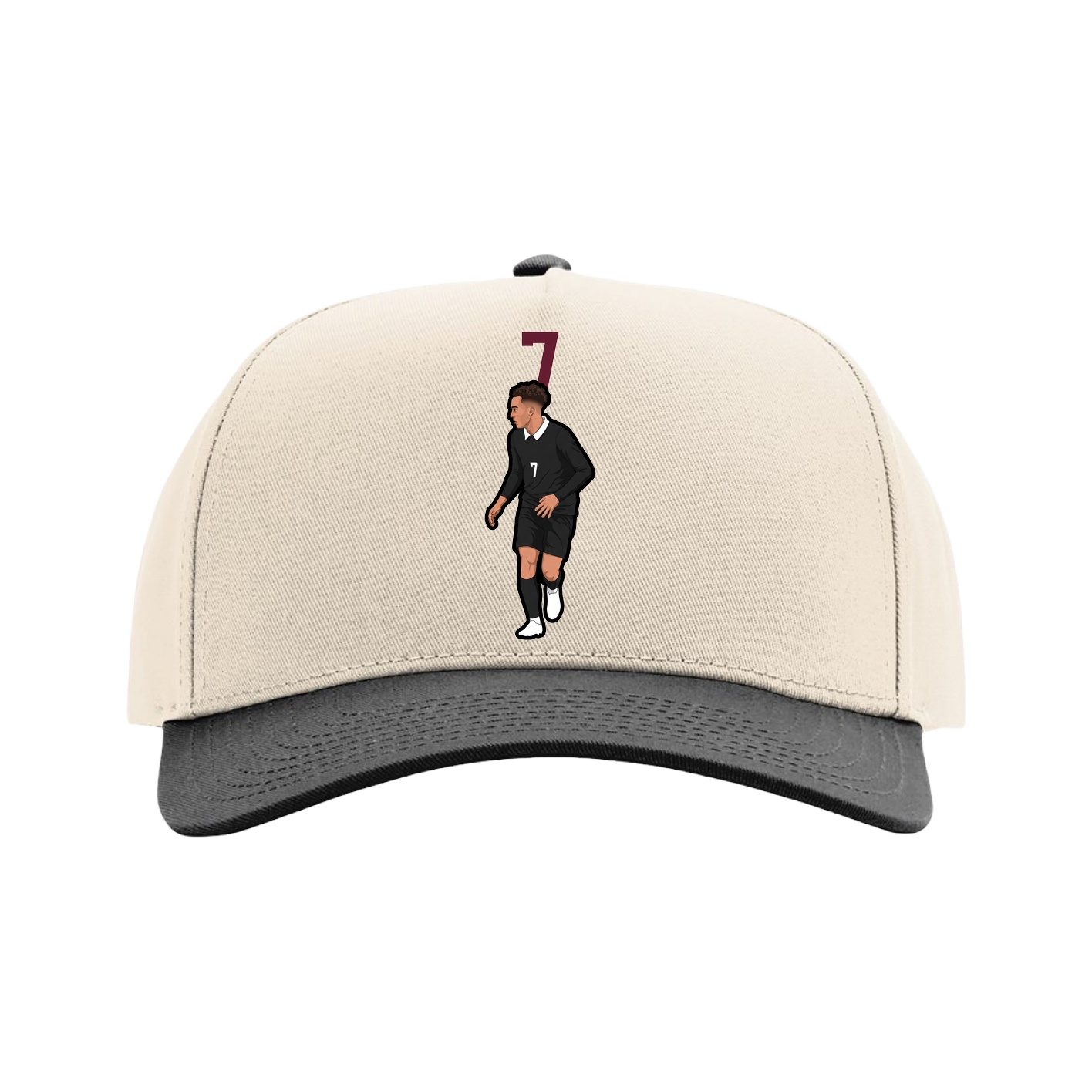 Full Fabric Five-Panel Champ Cap — Number Top in Cream/Black