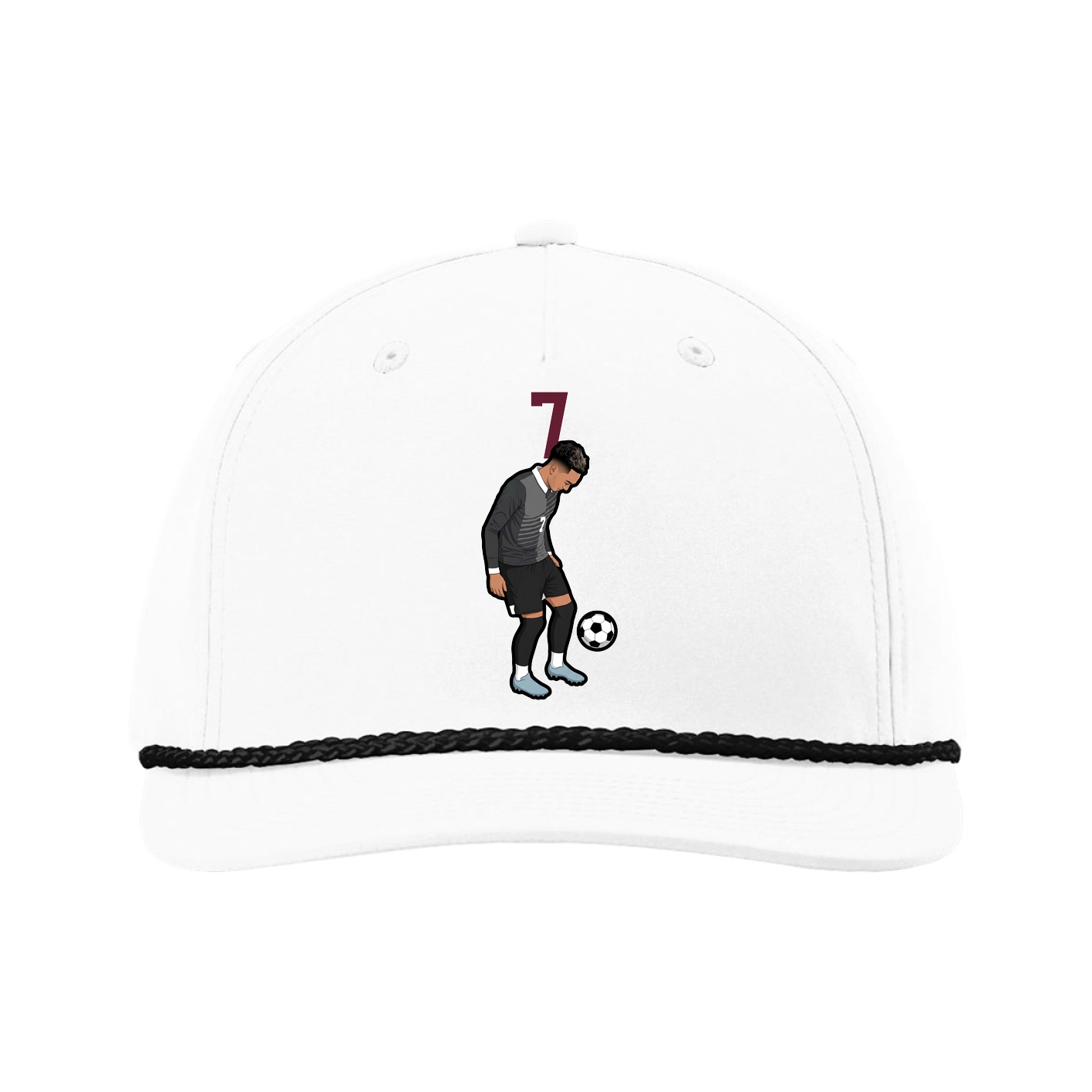 Five-Panel Classic Rope Cap — Number Top in White