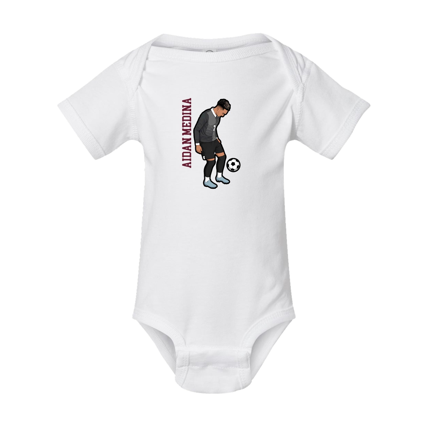 Baby Onesie — Name Vertical in White