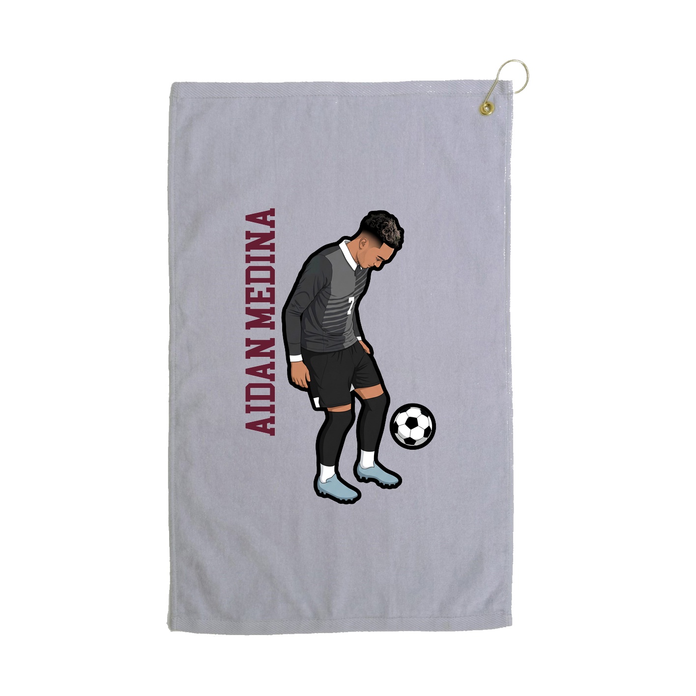 Golf Towel — Name Vertical in Grey