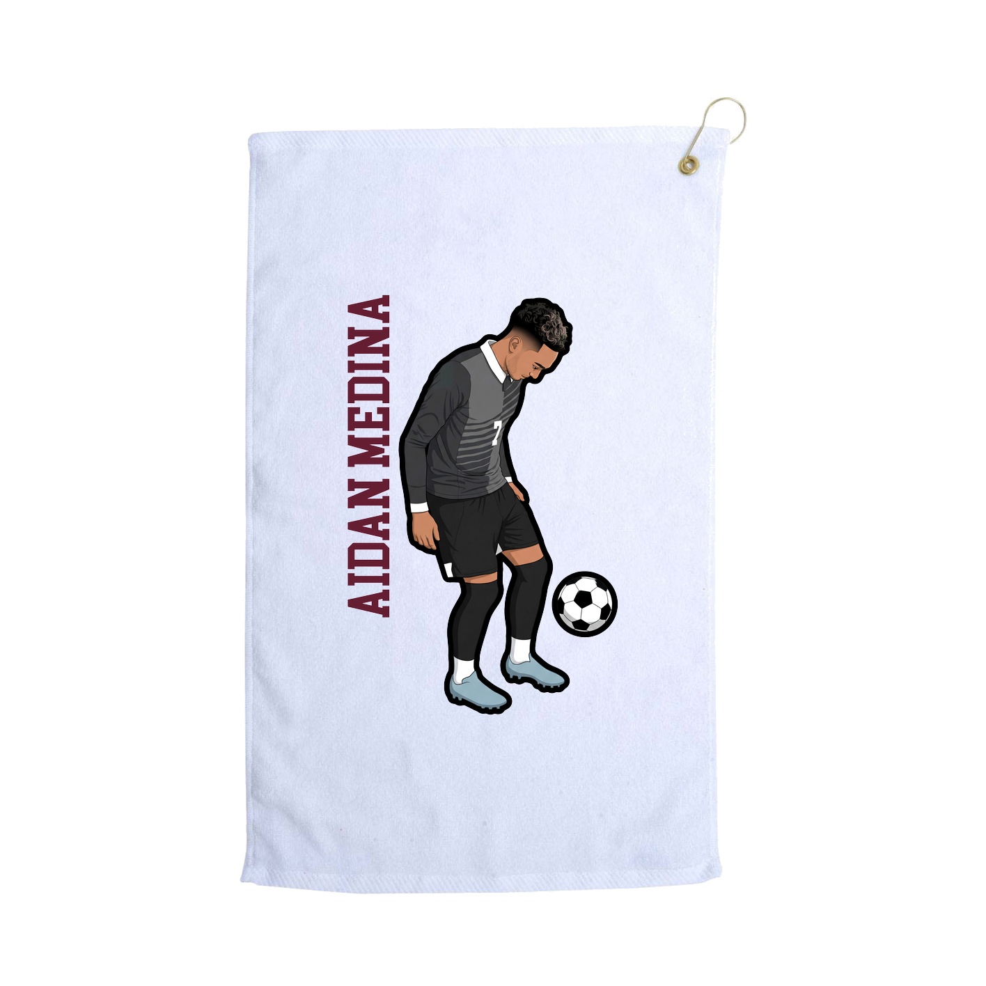Golf Towel — Name Vertical in White