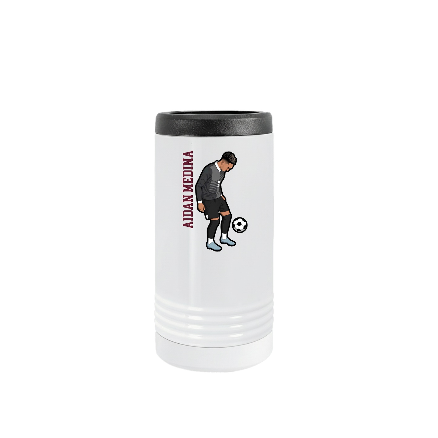 Slim Beverage Holder — Name Vertical in White