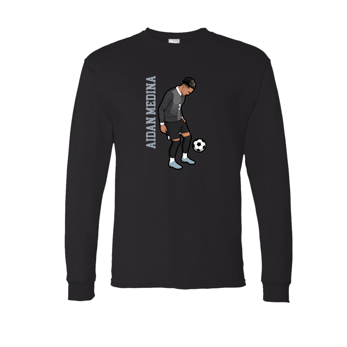 Long Sleeve Tee — Name Vertical in Black