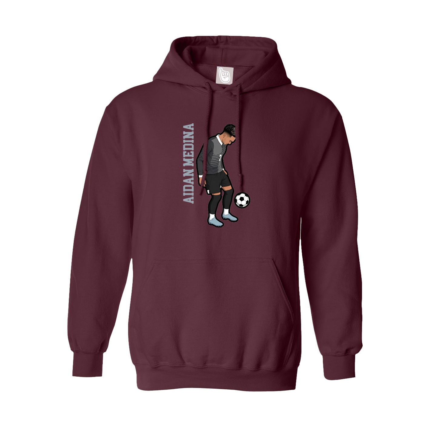 Hoodie — Name Vertical in Maroon