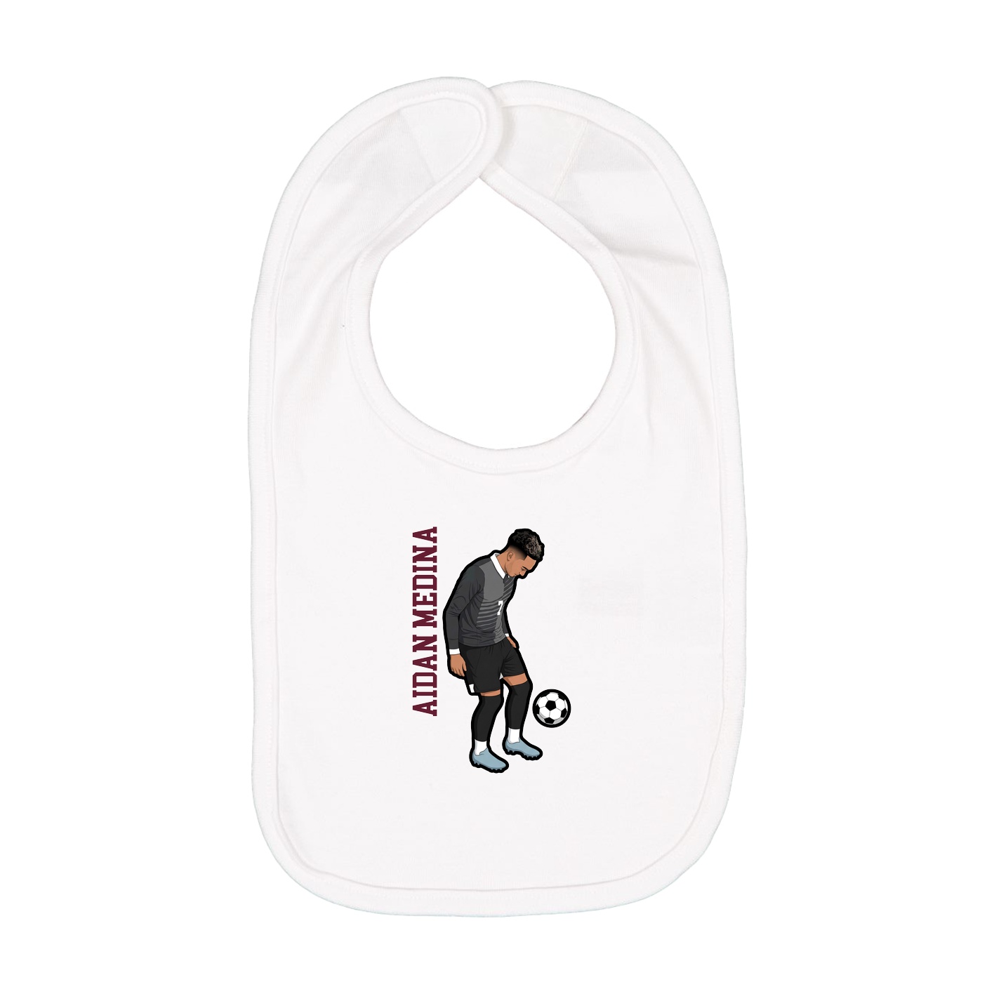 Infant Bib — Name Vertical in White