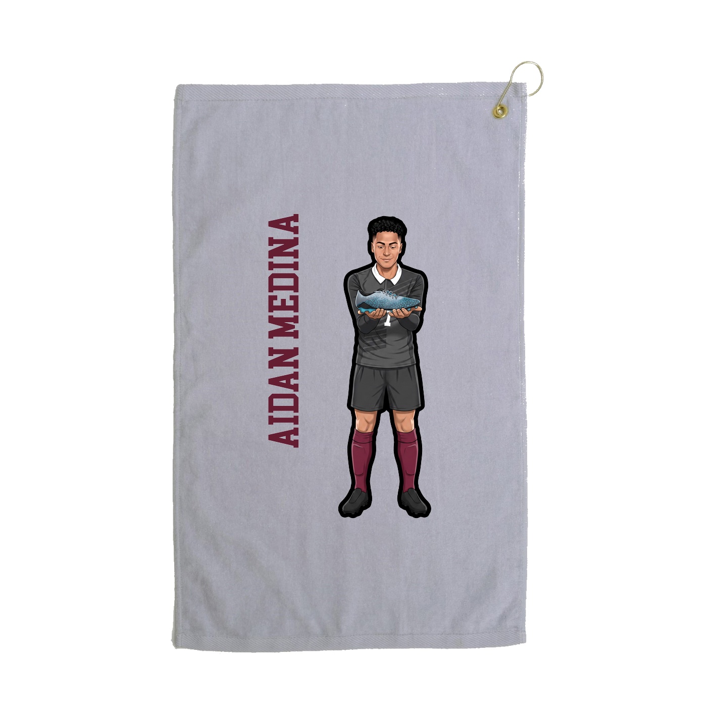 Golf Towel — Name Vertical in Grey