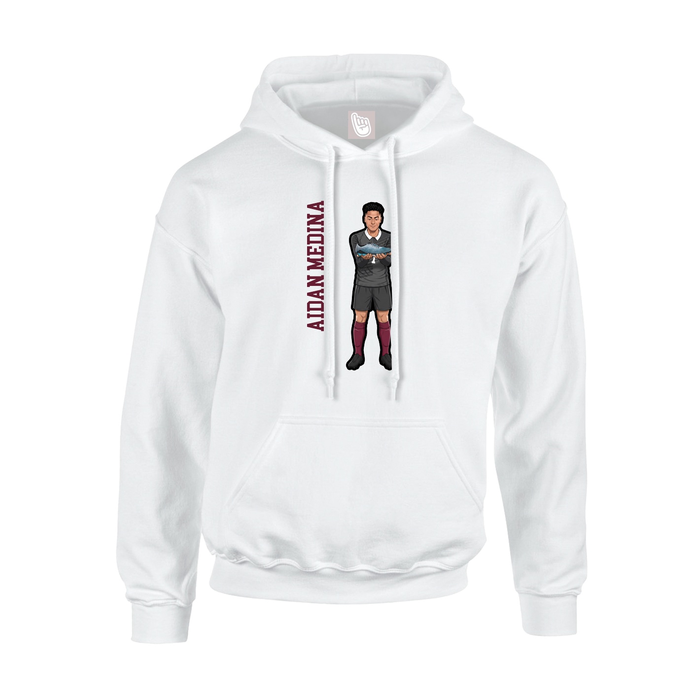 Youth Hoodie — Name Vertical in White
