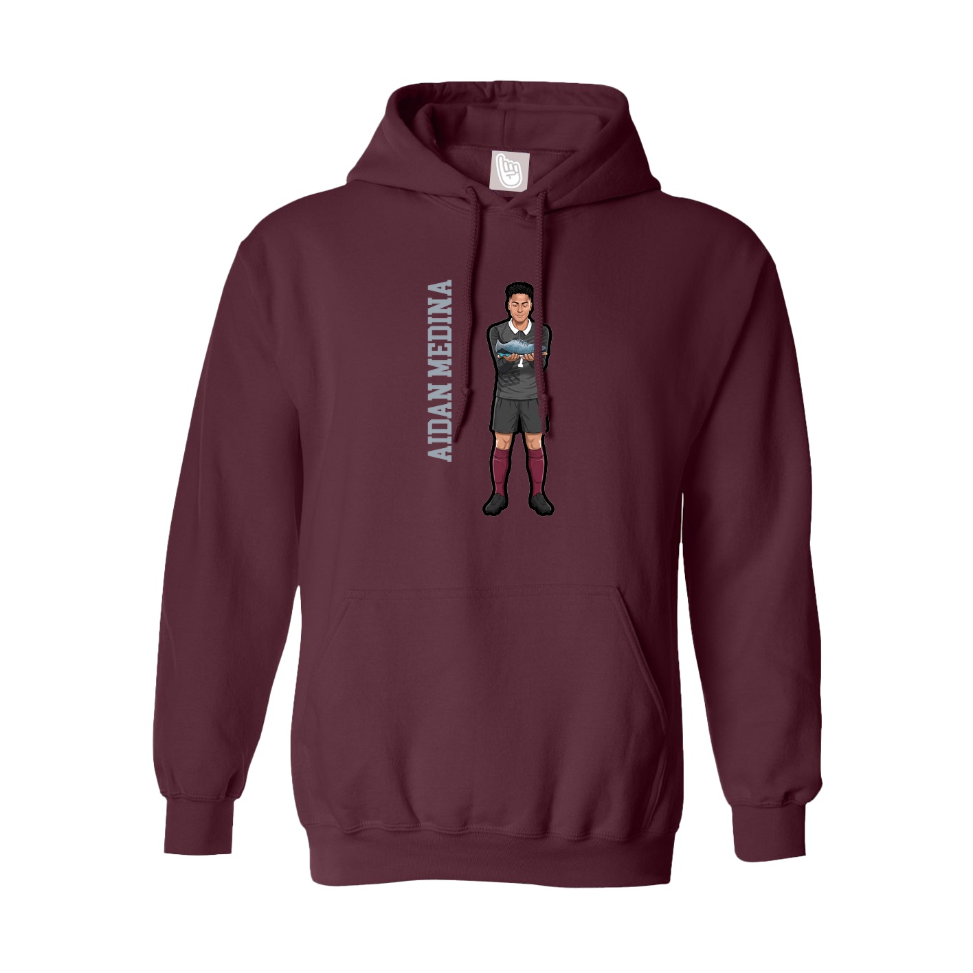 Youth Hoodie — Name Vertical in Maroon