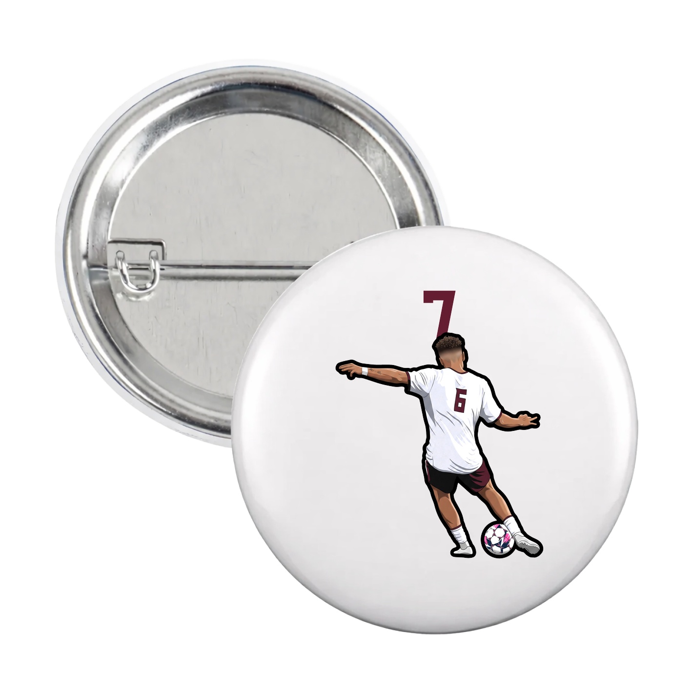 Game Day Button — Number Top in White