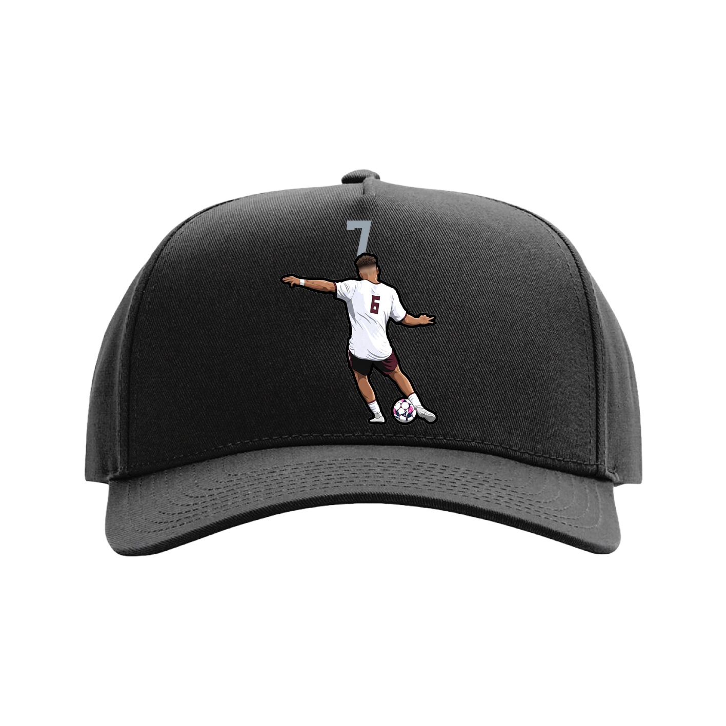 Full Fabric Five-Panel Champ Cap — Number Top in Black
