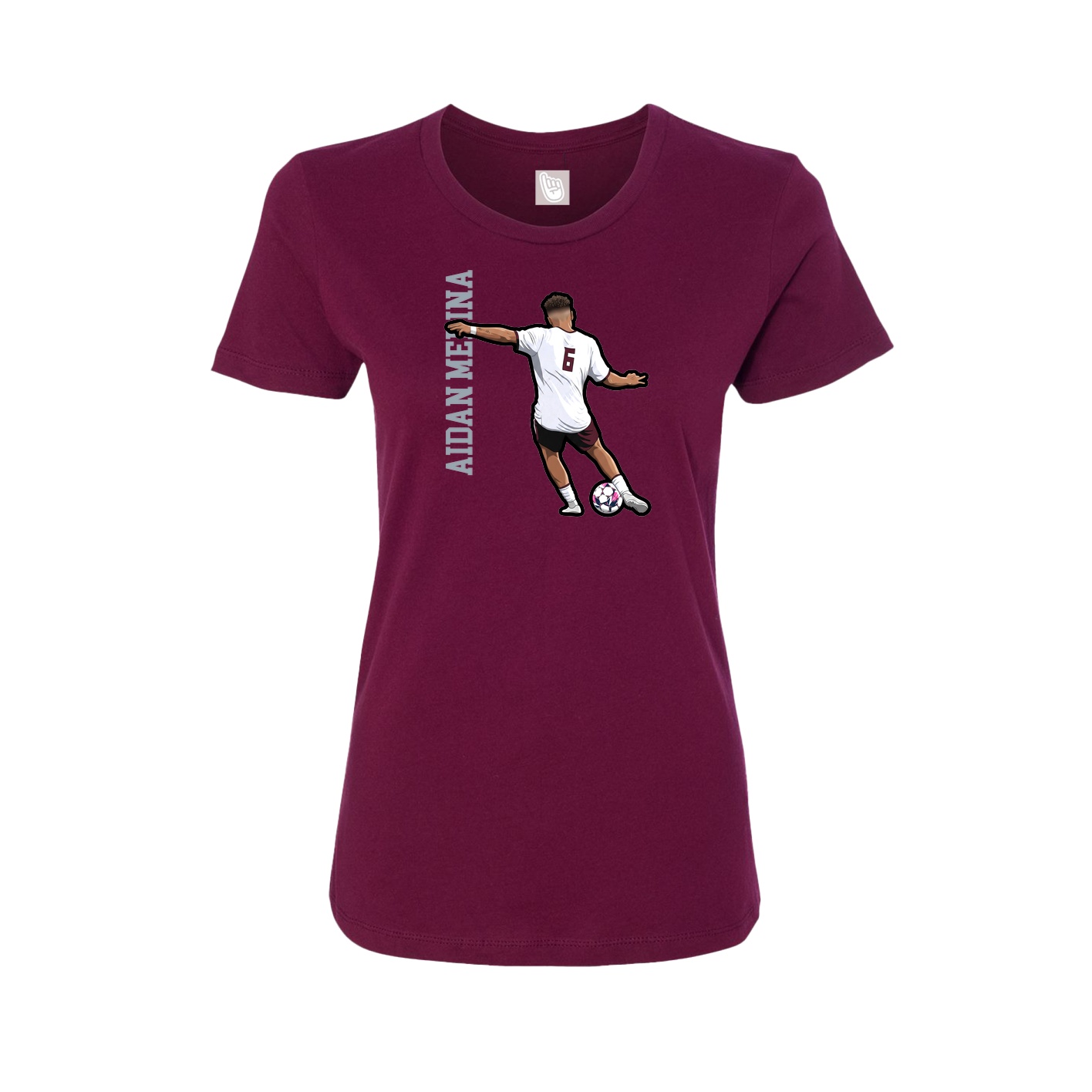 Womens Tee — Name Vertical in Maroon