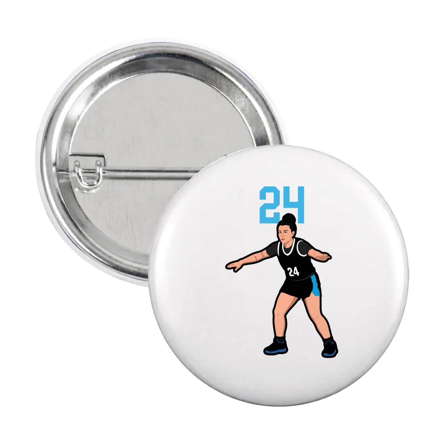 Game Day Button — Number Top in White