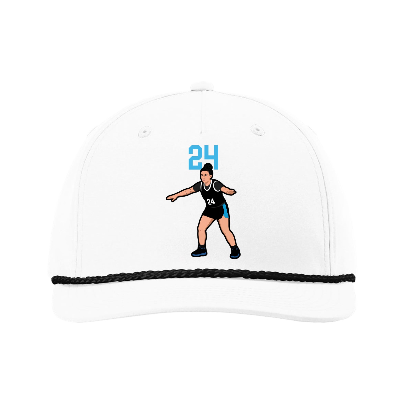 Five-Panel Classic Rope Cap — Number Top in White