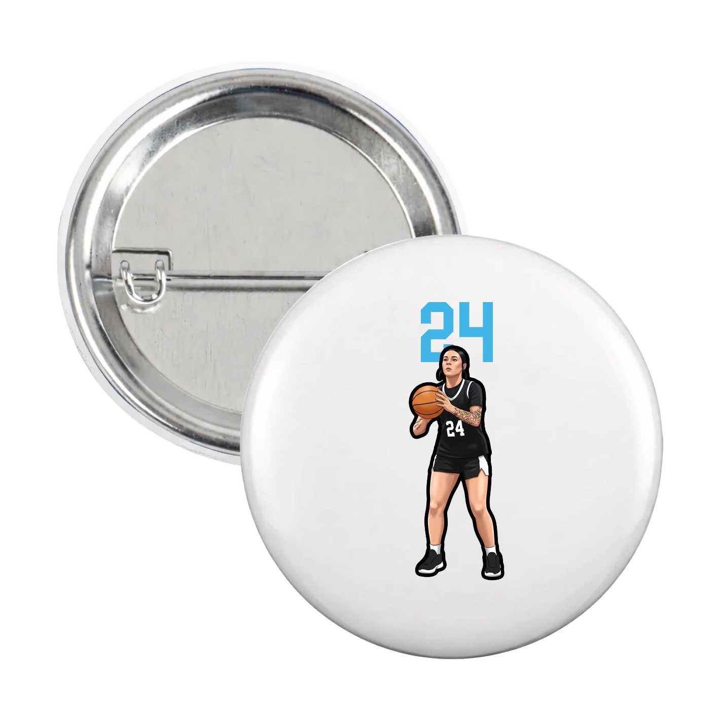 Game Day Button — Number Top in White